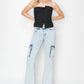 RISEN Full Size High Rise Cargo Flare Jeans