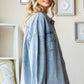 First Love Smile Face Button Down Raw Hem Denim Jacket