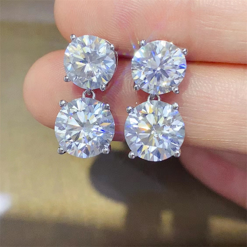 E104 10 Carat Moissanite 925 Sterling Silver Earrings