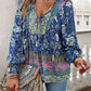 Devine Bohemian Tie Neck Lantern Sleeve Blouse