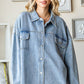 First Love Smile Face Button Down Raw Hem Denim Jacket