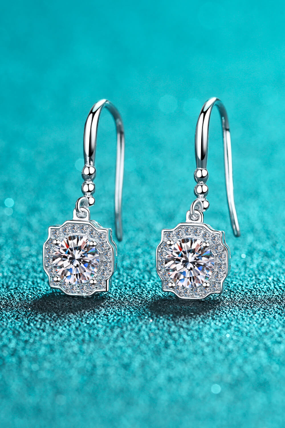 E105 925 Sterling Silver Moissanite Hook Earrings