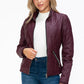 YMI Faux Layered Double-Zipper Jacket with Fuzzy Hood