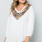 Celeste Full Size Leopard Contrast Balloon Sleeve Top