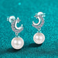 Moissanite Pearl Drop Earrings