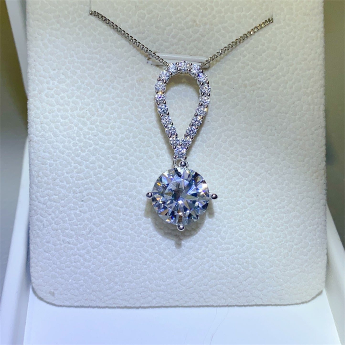 N109 5 Carat Moissanite 925 Sterling Silver Teardrop Necklace