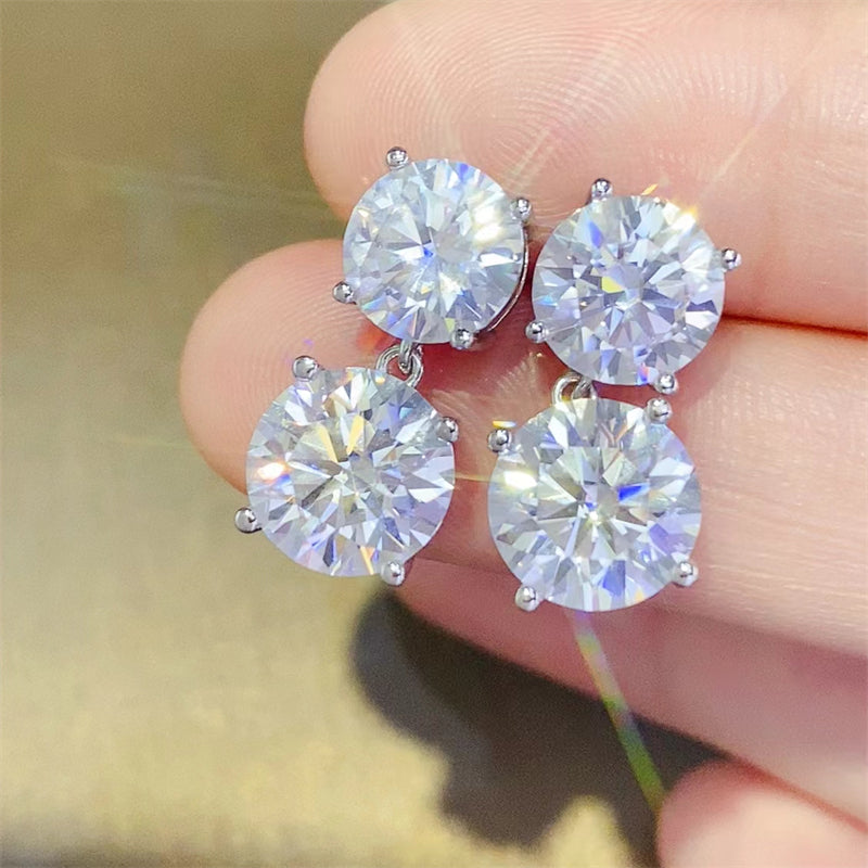 E104 10 Carat Moissanite 925 Sterling Silver Earrings