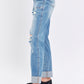 Judy Blue Full Size Distressed Straight Jeans with Patch Pockets