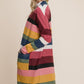 BOMBOM Color Block Striped Open Front Cardigan