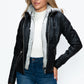 YMI Faux Layered Double-Zipper Jacket with Fuzzy Hood