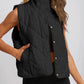 Snap Down Texture Vest Coat with Pockets