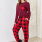 Zenana Full Size Plaid Round Neck Top and Pants Pajama Set