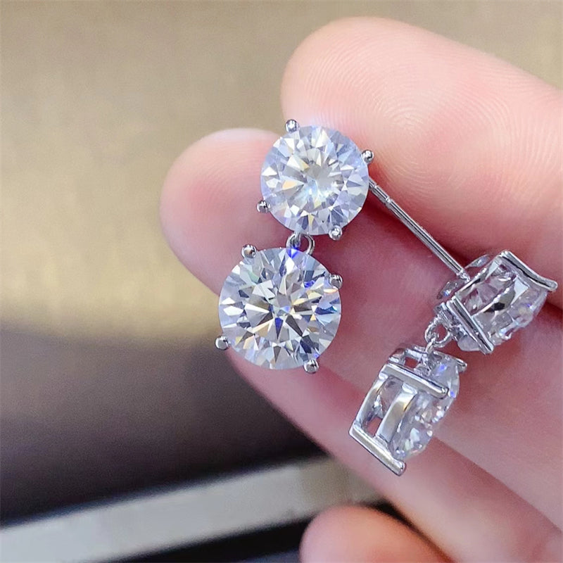 E104 10 Carat Moissanite 925 Sterling Silver Earrings