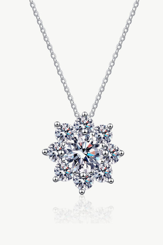 N102 1 Carat Moissanite Floral-Shaped Pendant Necklace