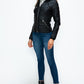 YMI Faux Layered Double-Zipper Jacket with Fuzzy Hood