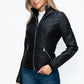 YMI Faux Layered Double-Zipper Jacket with Fuzzy Hood