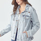 RISEN Full Size Distressed Drawstring Hooded Denim Jacket