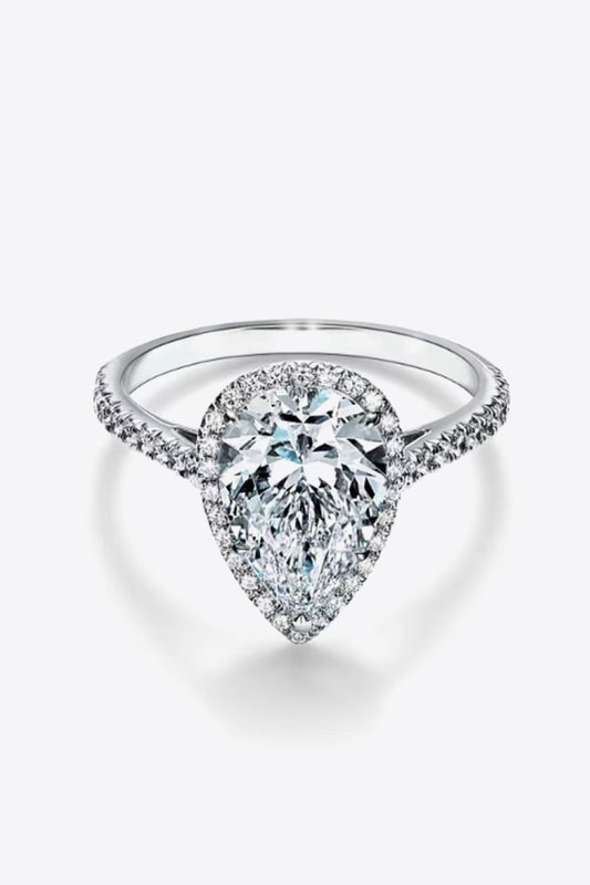 J110 2 Carat Moissanite Teardrop Cluster Ring