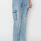 RISEN Full Size High Rise Cargo Flare Jeans