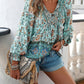 Devine Bohemian Tie Neck Lantern Sleeve Blouse