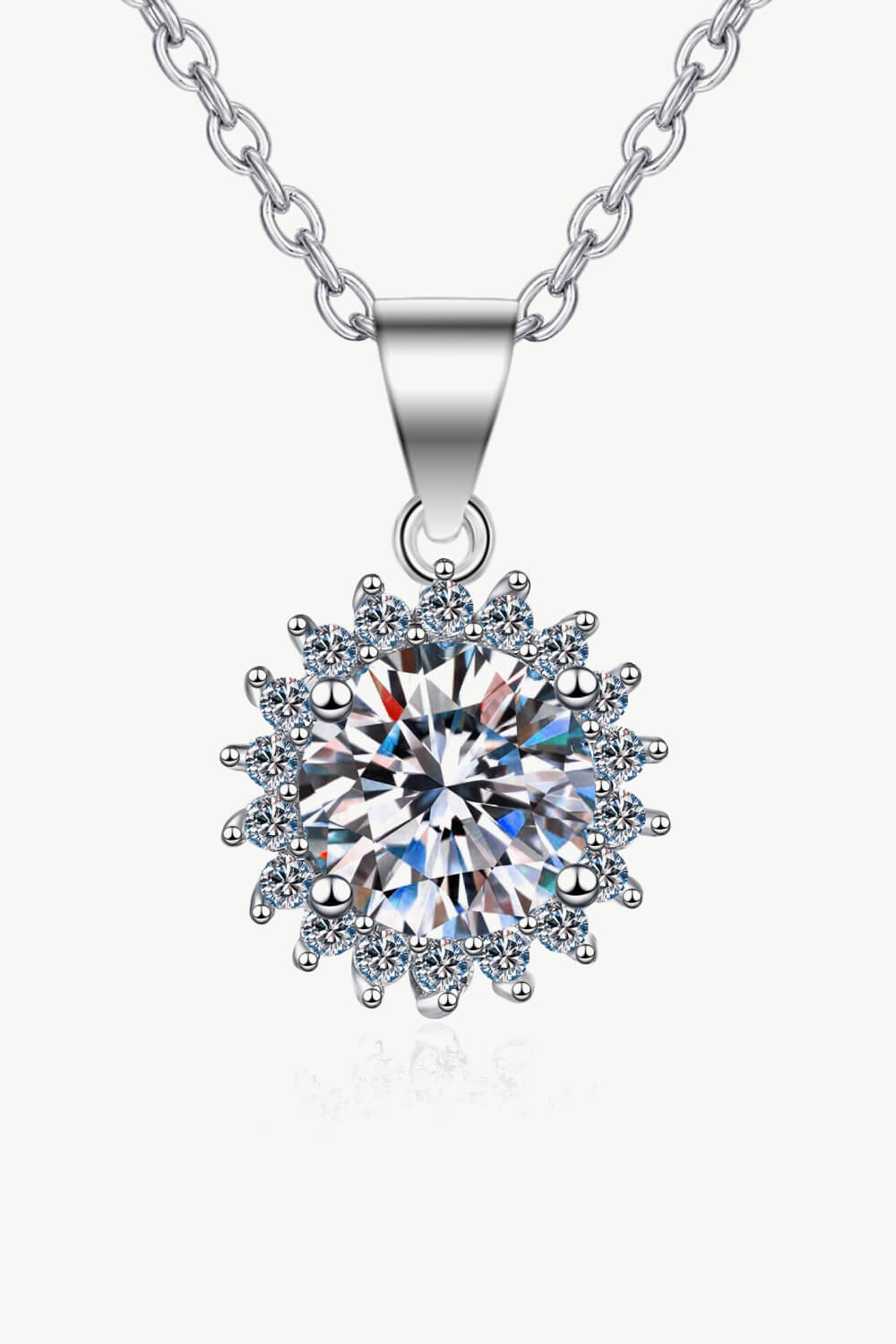 N110 925 Sterling Silver Moissanite Pendant Necklace