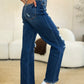 Judy Blue Full Size Mid Rise Distressed Raw Hem Jeans