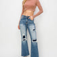 Risen Full Size High Rise Distressed Ankle Flare Jeans