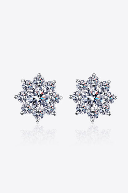 E103 1 Carat Moissanite 925 Sterling Silver Flower Earrings