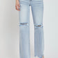 Risen Full Size High Rise Distressed Wide Leg Jeans