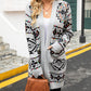 Angel Wings Pocketed Geometric Open Front Dropped Shoulder Cardigan