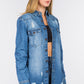 American Bazi Distressed Frayed Hem Denim Jacket