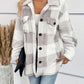 Plaid Dropped Shoulder Long Sleeve Plush Coat