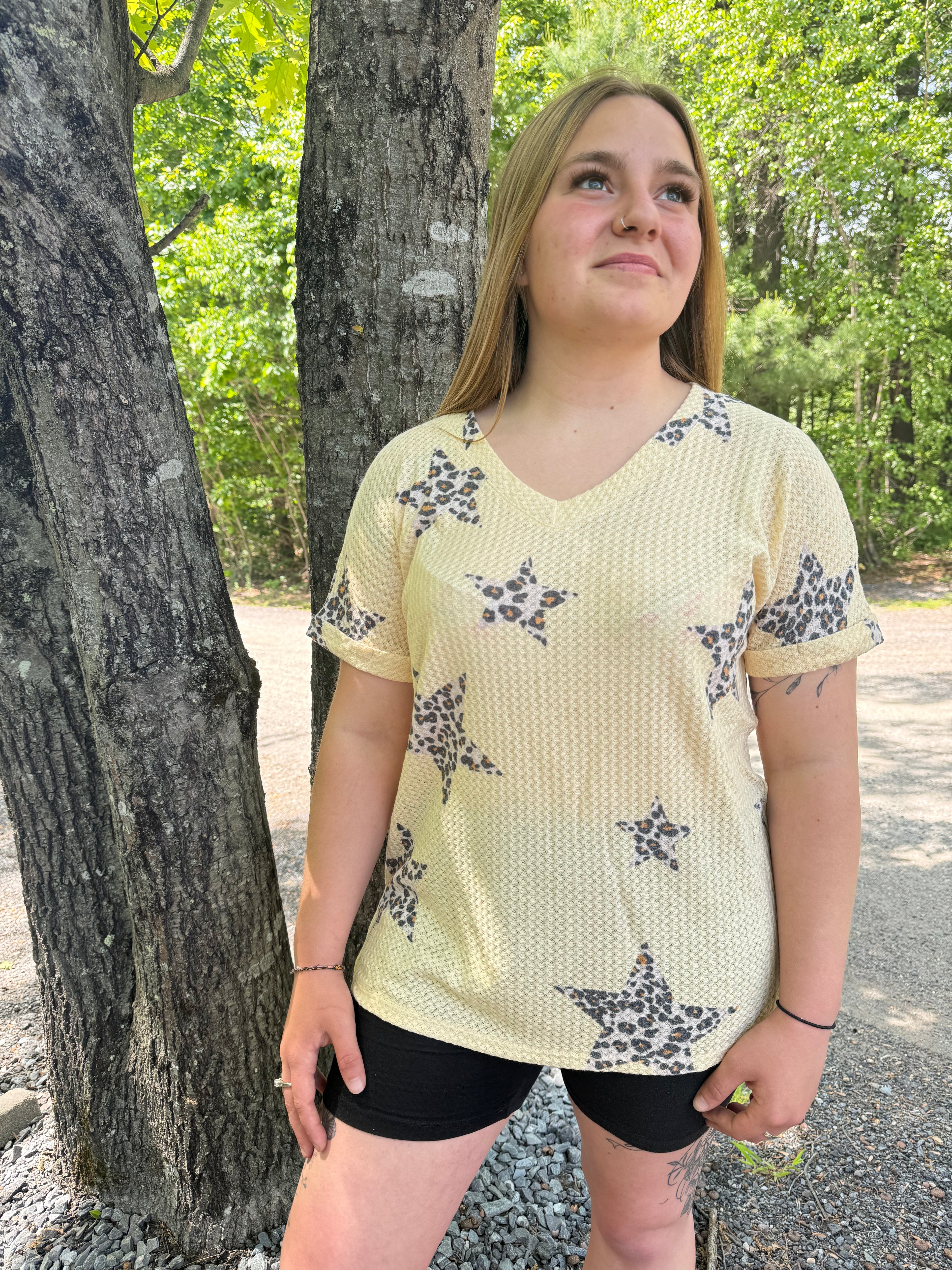 Hailey & Co Yellow waffle top