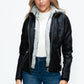 YMI Faux Layered Double-Zipper Jacket with Fuzzy Hood