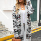 Angel Wings Pocketed Geometric Open Front Dropped Shoulder Cardigan