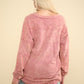 VERY J Washed V-Neck Exposed Seam Knit Top