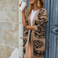 Angel Wings Pocketed Geometric Open Front Dropped Shoulder Cardigan