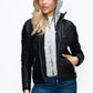 YMI Faux Layered Double-Zipper Jacket with Fuzzy Hood