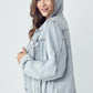 RISEN Full Size Distressed Drawstring Hooded Denim Jacket