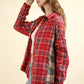 VERY J Contrast Plaid Raw Detail Shirt