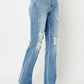 Judy Blue Full Size Distressed Raw Hem Bootcut Jeans