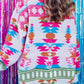 Geometric V-Neck Long Sleeve Sweater