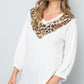 Celeste Full Size Leopard Contrast Balloon Sleeve Top