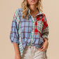 BiBi Color Block Plaid Button Down Shirt