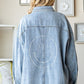 First Love Smile Face Button Down Raw Hem Denim Jacket