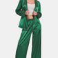 Zenana Satin Long Sleeve Shirt and Pants Pajama Set