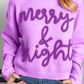 Double Take Full Size MERRY & BRIGHT Christmas Dropped Shoulder Cropped Sweater