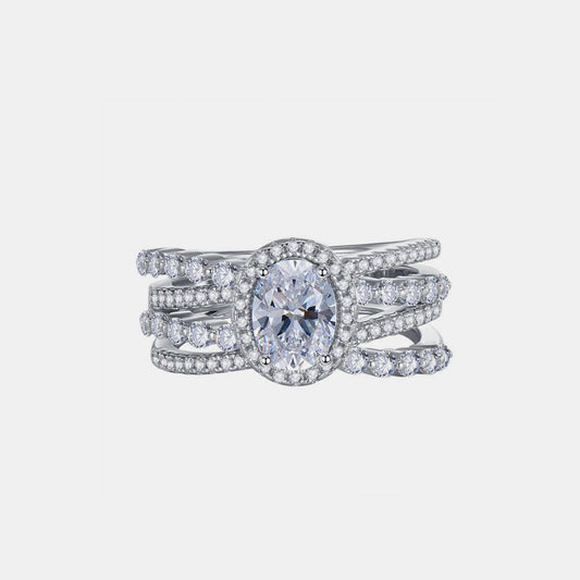 J121 3 Carat Moissanite 925 Sterling Silver Layered Ring