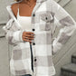 Plaid Dropped Shoulder Long Sleeve Plush Coat