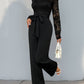 Perfee Lace Round Neck Long Sleeve Jumpsuit